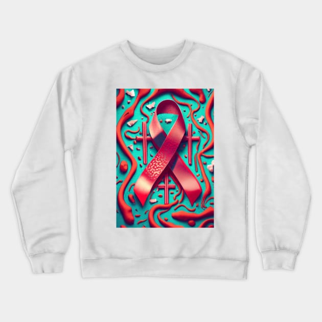 Thrombosis Awareness Ribbon with Cross Crewneck Sweatshirt by Seeds of Authority